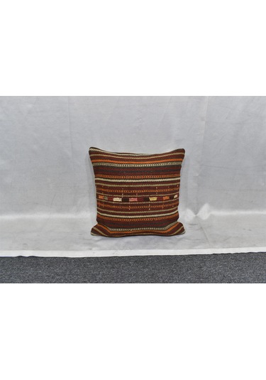 Zehra Abla Halı Yeni El Dokuma Dekoratif Kilim Kırlent Yastık Kılıfı 6416 Çok Renkli