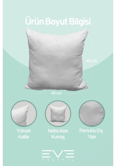 Eve Tekstil 4 Adet Diamant Plus Kare Kırlent Yıkanabilir Antialerjik Silikon Elyaf Yastık 40x40cm 400 Gr