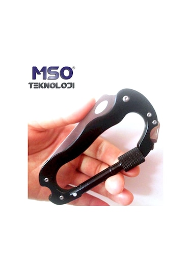 MSO Outdoor Paslanmaz Çelik Karabina Çakı Bıçak Tornavida Siyah