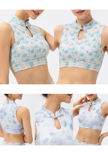 Skycity Kadınlar İçin Yoga Sporcu Sütyeni, Dik Yaka, Düğmeli, Baskılı, Kolsuz, Rahat, Koşu Ve Günlük Kullanım Açık Mor