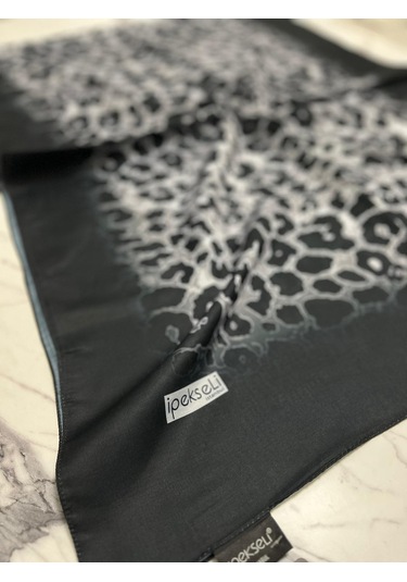 İpekseli Leopar Desenli Organik Pamuk Şal - 5 05