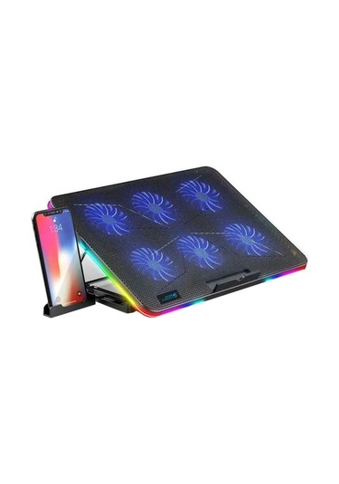 Oyuncu RGB Ledli Notebook Soğutucu Stand 6 Fanlı Yükseklik Ayarlı