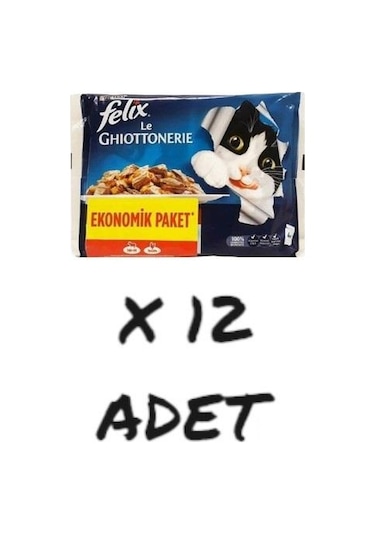 Purina Felix Sığır ve Tavuk Etli Yetişkin Kedi Maması 12'li 4 x 85 G