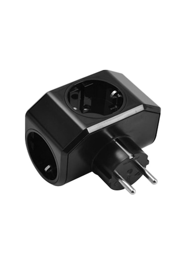 Plus Topraklı Üçlü Yonca Fiş-priz Siyah