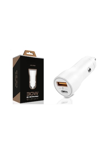 30w Usb Ve Usb-c Pd Araba Şarj Cihazı Hızlı Şarj, Apple iPhone Ve Android Uyumlu, Çift Çıkışlı