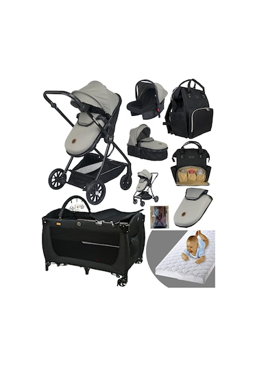 Baby Home Yeni Doğan Full 9 In 1 Set 1010 Travel Sistem Bebek Arabası 560 Bebek Oyun Parkı Yatak Beşik