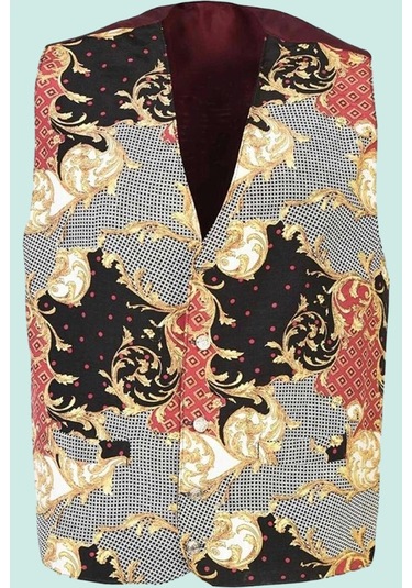 Barok Desenli Astarli Garson Yeleği Astarlı İki Cepli Şal Şık Fonksiyonel Hizmet Sektörü Kıyafeti Bordo Barok Desenli Astarli Garson Yeleği Astarlı İki Cepli Şal Şık Fonksiyonel Hizmet Sektörü Kıyafeti Bordo