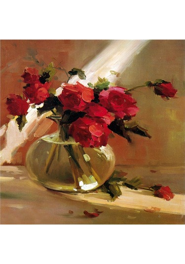 Renkli Güller Doğal Taş Bardak Altlığı 4'lü Set - Natural Stone Coasters - Taş Çok Renkli