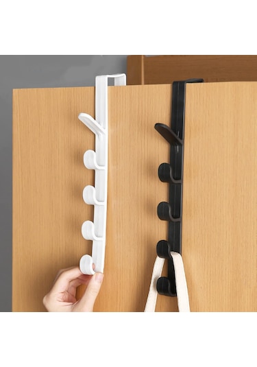 Kapı Arkası Dikey 5 Kancalı Eşya Askısı-al4833 2 Adet Siyah
