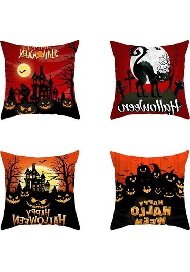 Novahub Cadılar Bayramı Pamuklu İplik Keten Cadı Şapkası Yastık Kılıfı, Ev Dekoru Yatak İçin