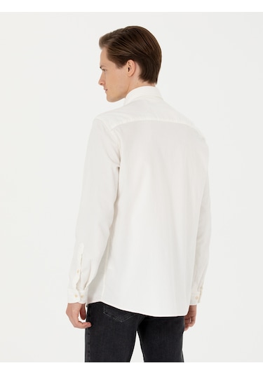 Cacharel Ekru Regular Fit Uzun Kollu Kadife Gömlek 15469610