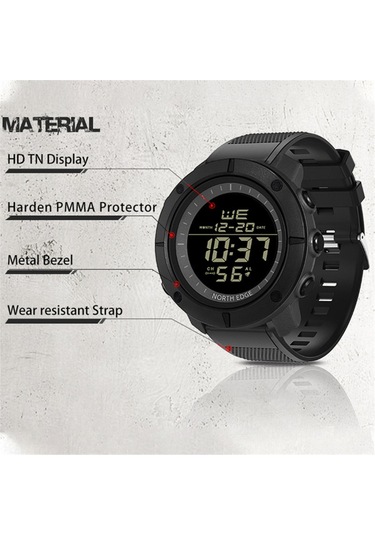 Erkek Dijital Saatler Dünya Saati Alarm Spor Kronometre Erkek Su Geçirmez 50m Kol Saati-tank Diğer