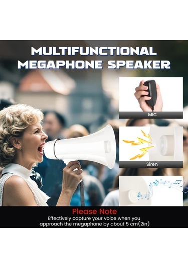 Willowhaven Lm Beyaz 35w Taşınabilir Pa Hoparlör Siren Usb Kayıt Spor Ve Açık Hava