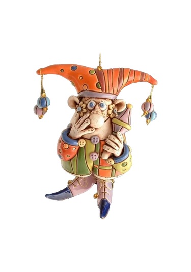 Homyl Palyaço Rüzgar Çanı Kolye El Sanatları Turuncu