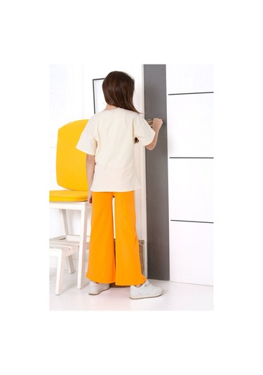 Çiçek Nakışlı İspanyol Paça Mevsimlik Takım Turuncu