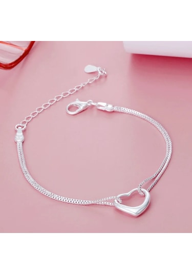 925 Ayar Gümüş Kalp Bileklik
