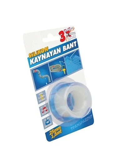 Silikon Kaynayan Tamir Bandı 25 MMx1.5mt Şeffaf Bant