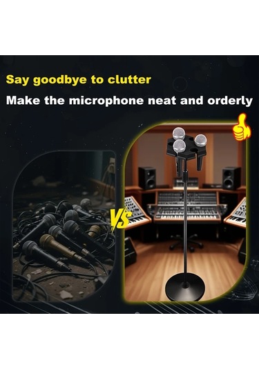 Sunshine011 Mikrofon Standı İçin 6'lı Mikrofon Tutucu - Siyah Plastik Mikrofon Organizatörü
