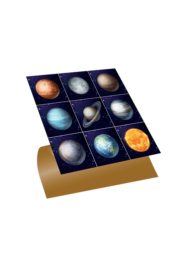 Tink Kendinden Yapışkanlı Renkli Gezegen Desenli Pvc Karo 30x30 Cm