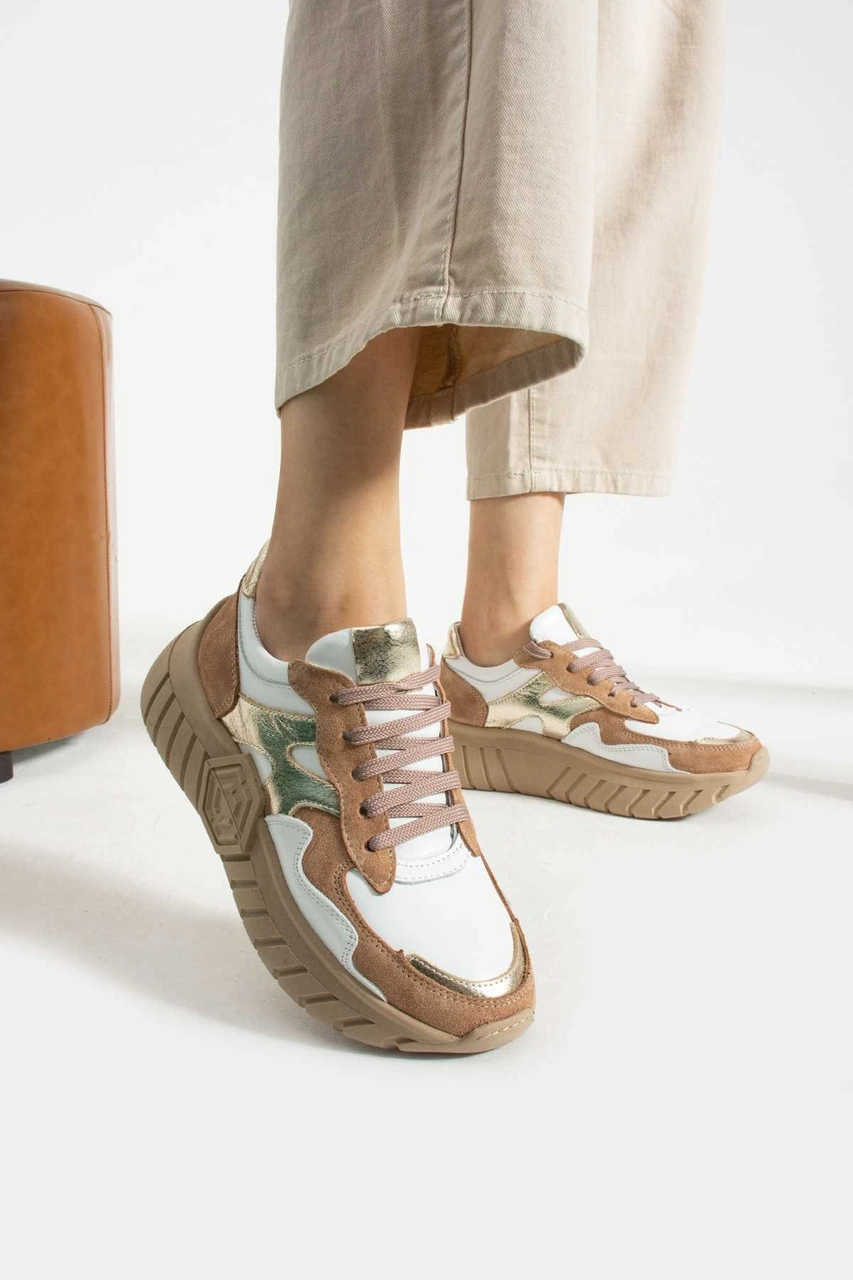 Bestello Bağcıklı Termo Taban Sneaker 331-sut-10 Kadın Ayakkabı Bej