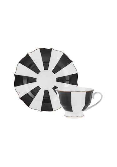 Karaca  New Romantic Kalın Çizgili Çay Fincanı 220 ml Siyah