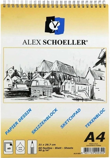 Alex Spralli Eskiz Çizim Blok 90 Gr. A4 60 Sayfa ALX-820