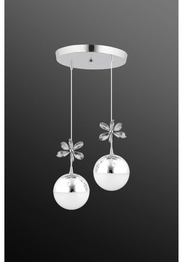 Kelebek 2'li Krom Sarkıt 3 Renk Modu Ledli Kristal Taşlı Modern Led Avize Krom