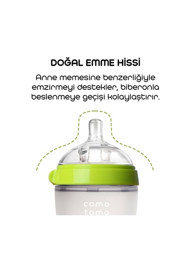 Comotomo Antikolik Silikon Biberon 150 Ml 0-3 Ay Yeşil