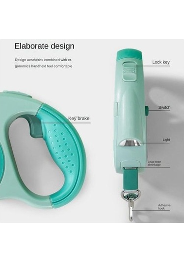 Soulader Otomatik Geri Saran Köpek Tasması, Işıklı Gece Yürüyüş İpi, Küçük Ve Orta Irk Evcil Hayvanlar İçin Güvenlik Kayışı