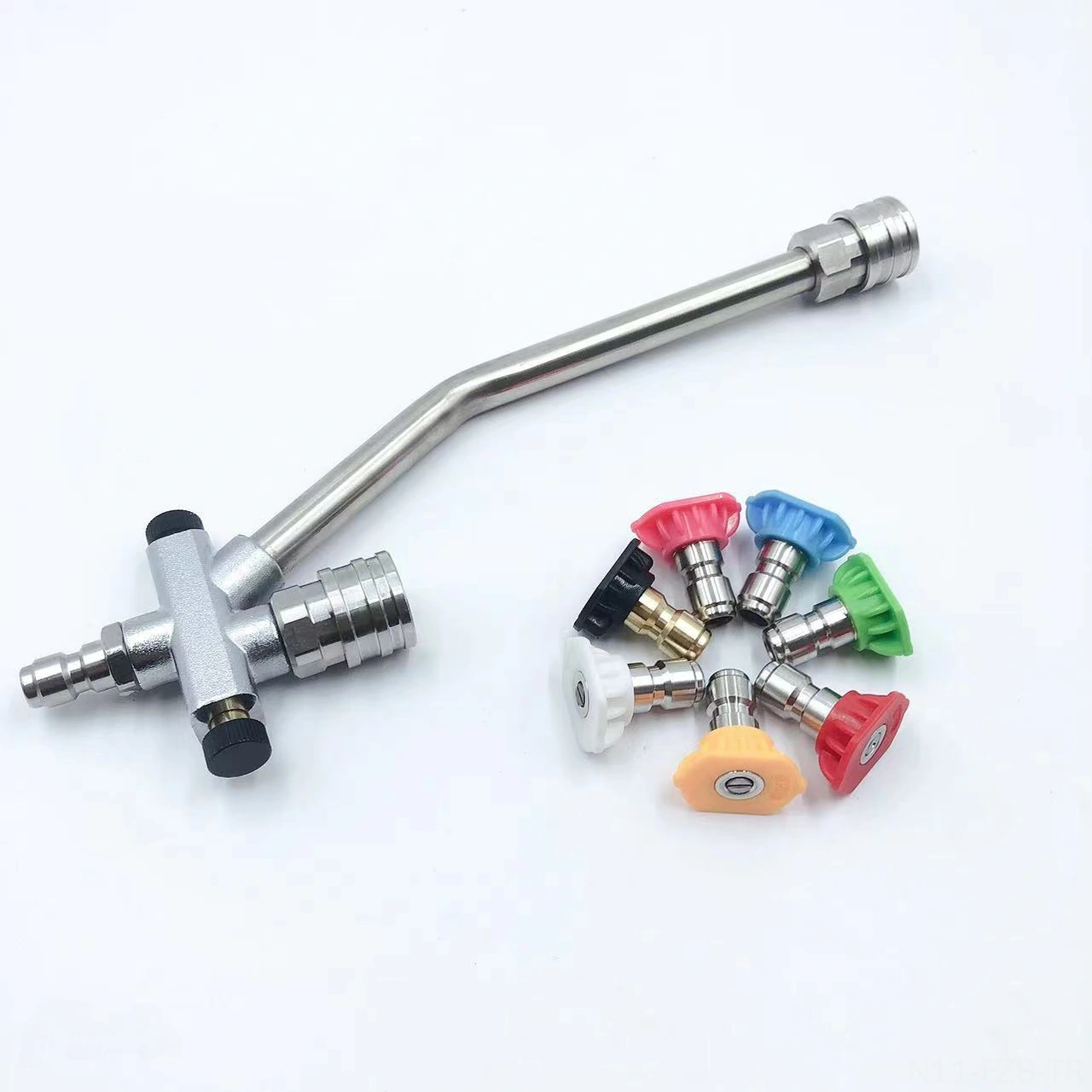 Fosenze Stainless Steel 1/4 Hızlı Bağlantı, Çift Fonksiyonlu Köpük + Su Yıkama Torna Ucu, 7 Renkli Pa Köpük Spriti Aksesuarı