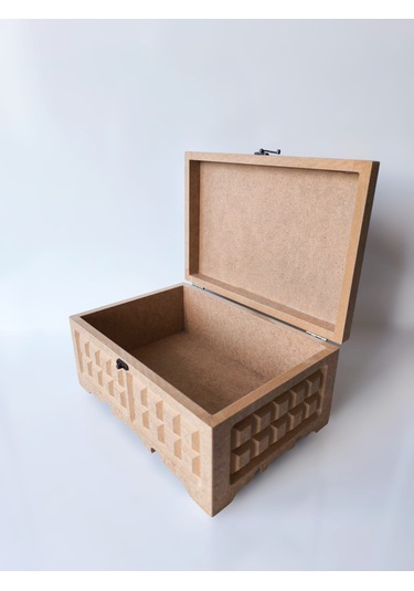 Ahşap-boyanabilir-desenli-çok Amaçlı Dikdörtgen Kutu