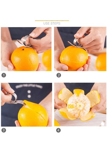 Homyl 2x Paslanmaz Çelik Portakal Kesici Pomelo Soyma Makinesi Gümüş