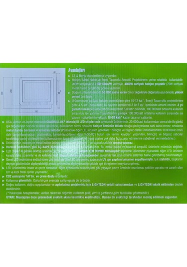 Lightson 200 Watt Parlak Beyaz Işık Led Projektör