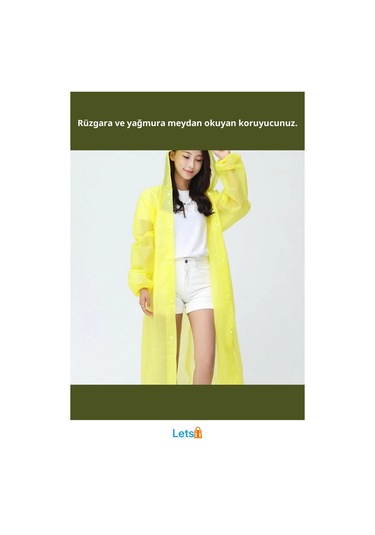 Kalın Yağmurluk Büyük Boy Su Geçirmez Unisex Sarı Beyaz Gül Kurusu Çok Renkli