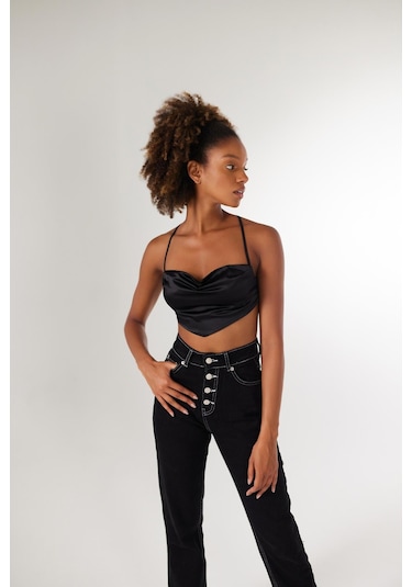 Holly Lolly Shery Crop Siyah