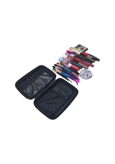 Makyaj Çantası Sert Kapaklı Kozmetik Seyahat Organizeri Pembe