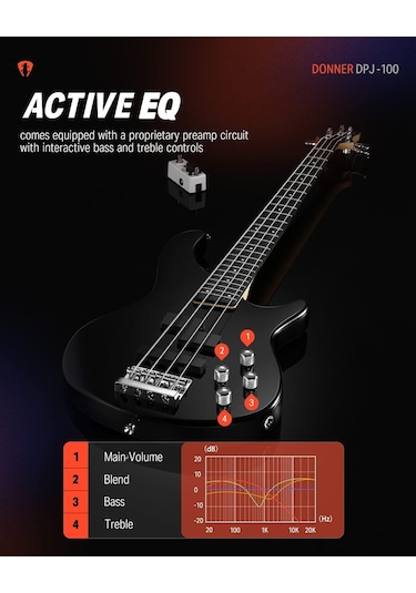 Donner Dpj-100 Pj-style Bas Gitar Siyah