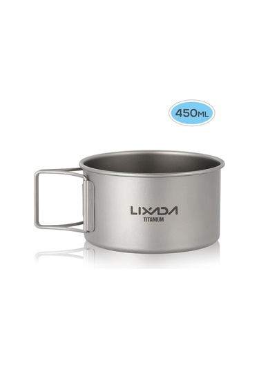Açık Kamp Yürüyüş İçin Lixada Titanyum Kase Katlanır Kolları Akşam Yemeği Gıda Kabı S - 450ml Çok Renkli
