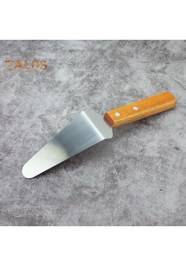 Kek Spatula Ahşap Saplı Paslanmaz Çelik Üçgen Spatula Ev İçin Dayanıklı Rahat Kavrama Peynirli Pizza Kürek