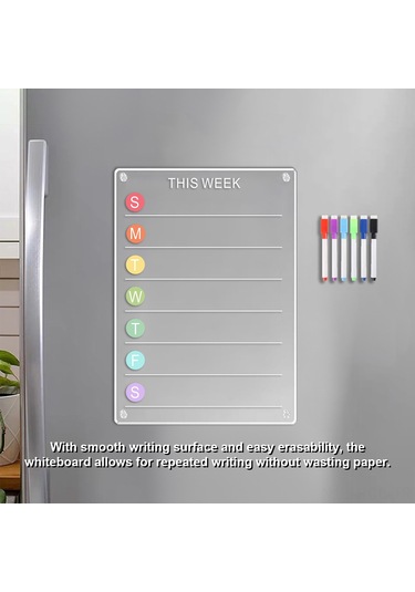 Ruicoo 20x30cm Şeffaf Akrilik Manyetik Tahta - Ofis/sınıf İçin Not Almak, Planlamak, Çizmek Sürekli Kullanılabilir, Kaliteli Malzeme