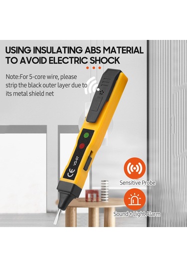 Yifomall "çok Fonksiyonlu Voltaj Dedektörü: Ac/dc Test, Kablosuz Algılama, Sesli Ve Işıklı Alarm 70-250v "