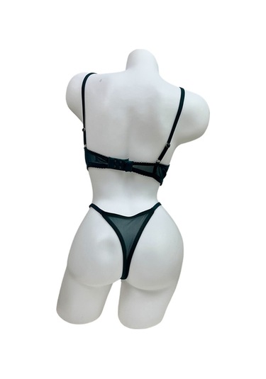 Yeşil Balenli Dantelli Sütyen Takımı - 11-1001 Yeşil