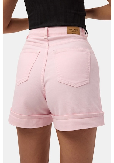 Itsbasic Kadın Light Pembe 6s6-98 Straight Fit Relax Denim Şort