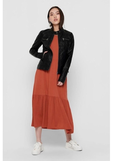 Only 15081400 Onlbandıt Faux Leather Bıker Black Kadın Deri Mont Siyah