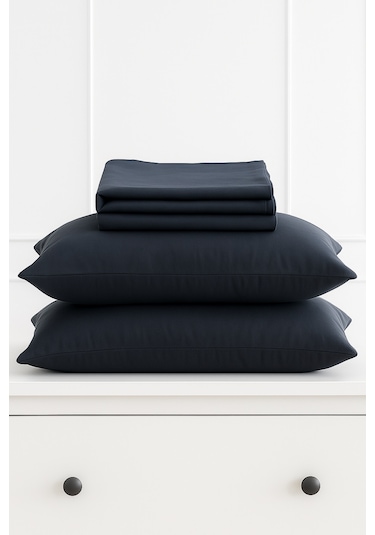 Mirava Premium %100 Pamuk Penye Lastikli Tek Kişilik Çarşaf Takımı 1 Yastık Kılıfı Dahil Siyah 120x200cm Siyah