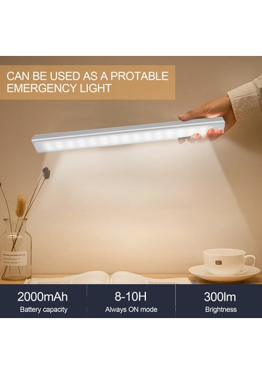 Suofeng Köşegen Usb Şarjlı Dolap Lambası - 120 Kişi+ışık Sensörü, Sürekli Aydınlatma, 300lm, 2000mah, Tekli Paket Beyaz