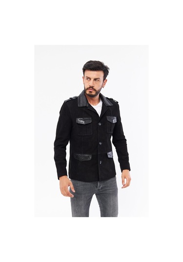 Derinss Der703p Hakiki Piton Garnili Hakiki Deri Erkek Siyah Mont