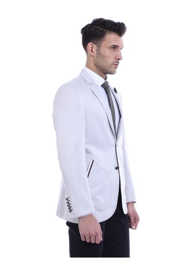 2 Düğmeli Yama Cepli Gri Erkek Ceket - Wessi Gri