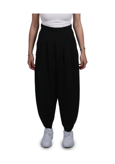 Kadın Modal Kumaş Havuç Kesim Siyah Pantolon Siyah