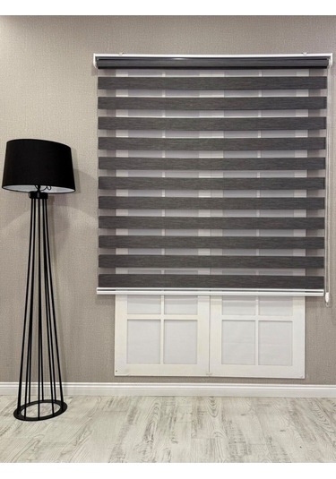 Donatti Bambu Zebra Stor Güneşlik Perde Füme Koyu Gri Füme Koyu Gri